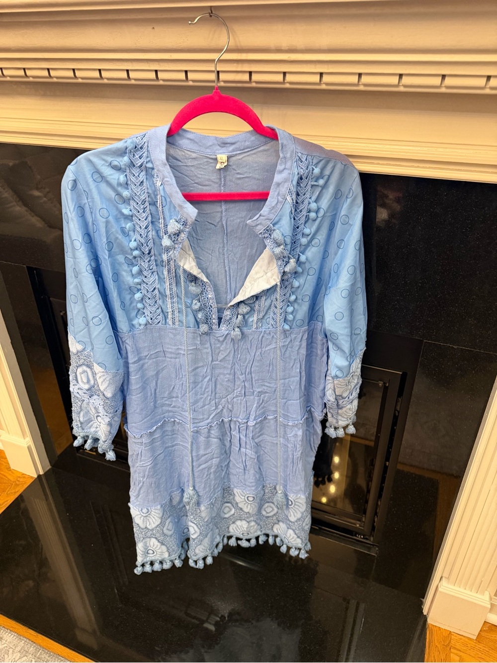 Light Blue Embroidered Tunic Top